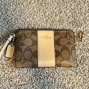 Tan coach wristlet